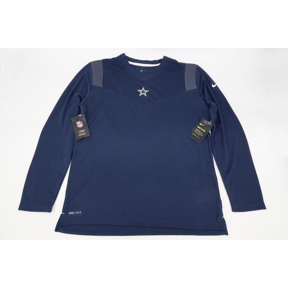 Nike Dallas Cowboys Navy Blue Top Player UV Long Sleeve T-Shirt Mens Large NEW